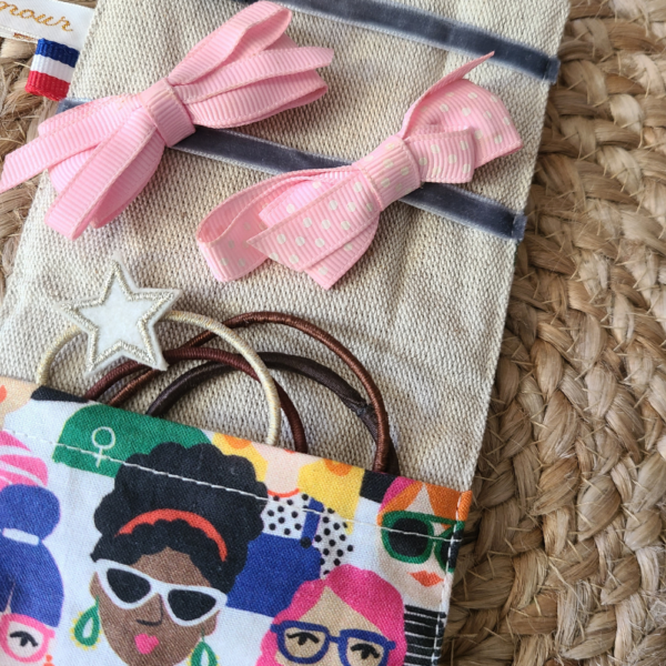 range barrettes en tissu avec liens en ruban velours