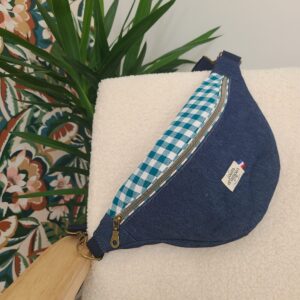 sac banane vichy bleu