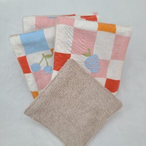 lot de 8 cotons lavables motifs fruits