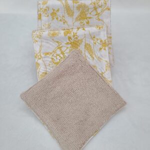 lot de 8 cotons lavables fleurs jaunes