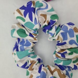 chouchou cheveux tissu motifs bleus