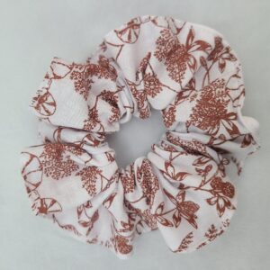 chouchou cheveux tissu fleurs rouges