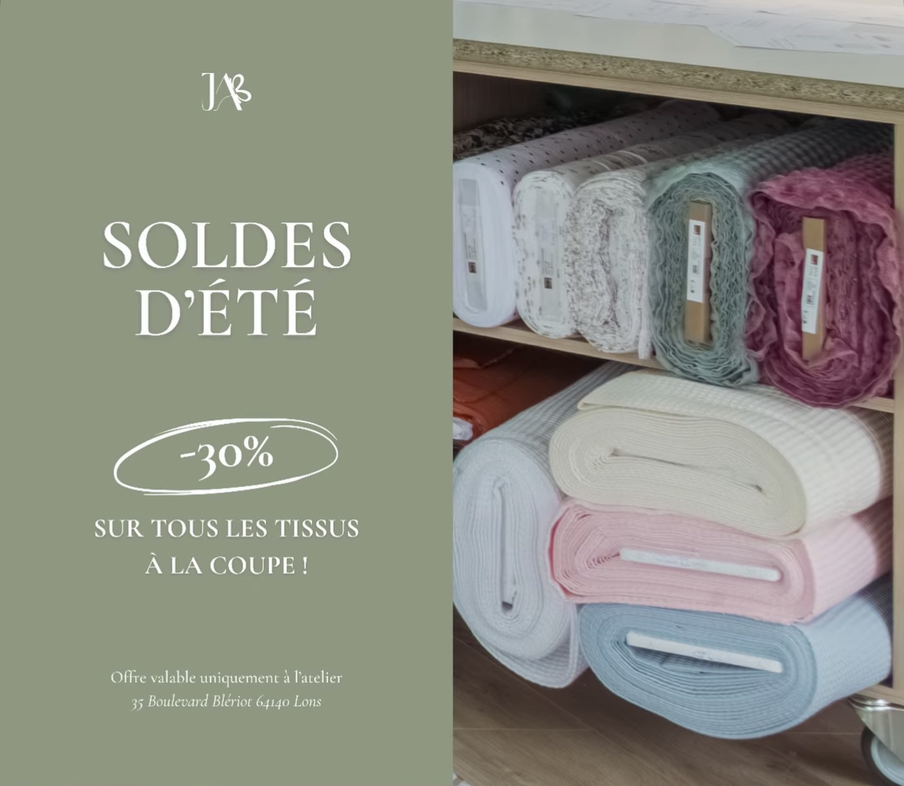 Soldes d’été −30% sur tous les tissus à la coupe