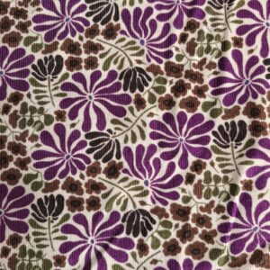 tissu velours fin violet fleuri